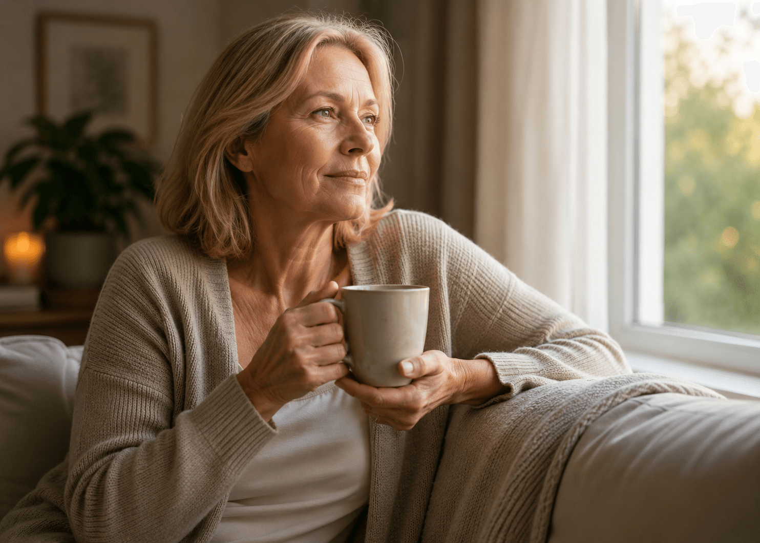 A person taking a calm wellbeing moment.